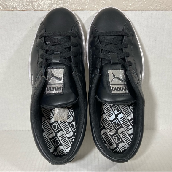 PUMA Love Twist Black White Silver Casual Comfort Retro Leather Sneakers Sz 9 - Picture 6 of 8